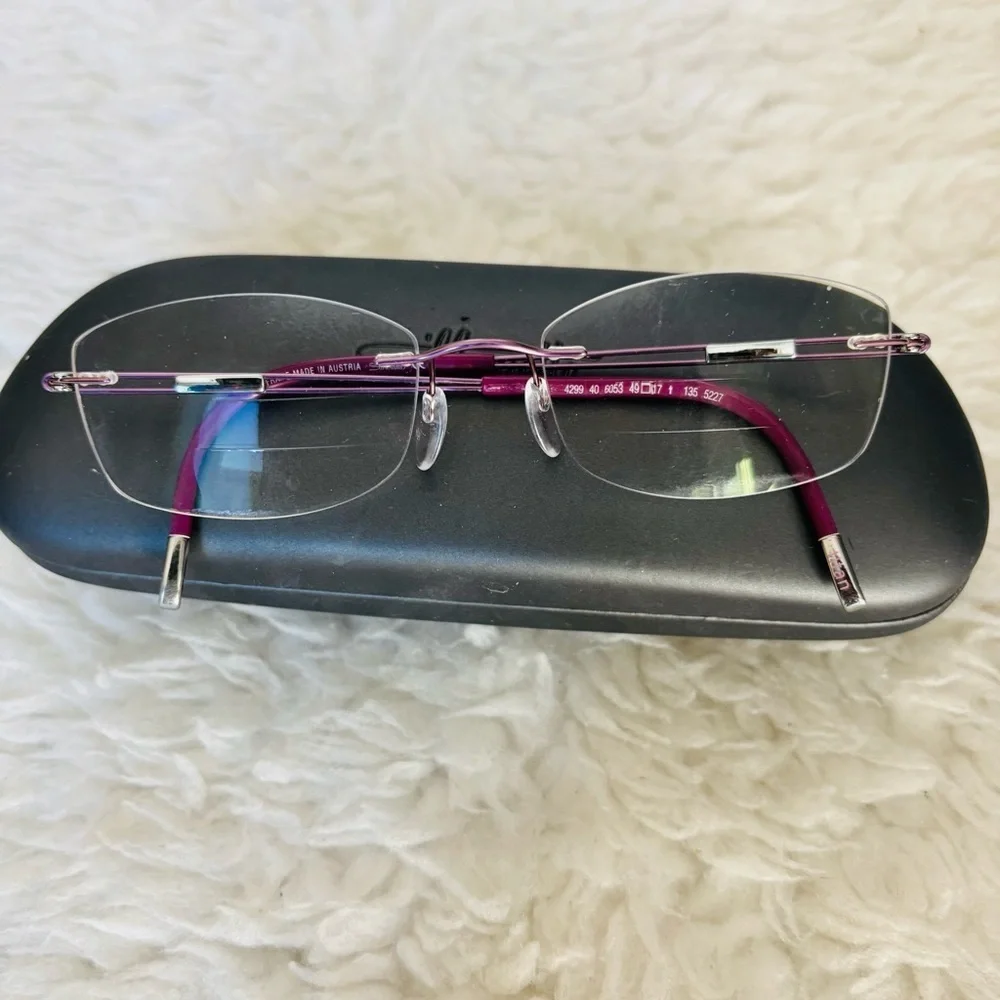 Silhouette Rimless Rose Gold/Burgundy 4299 40 6053 Eyeglasses Frame w/ Case